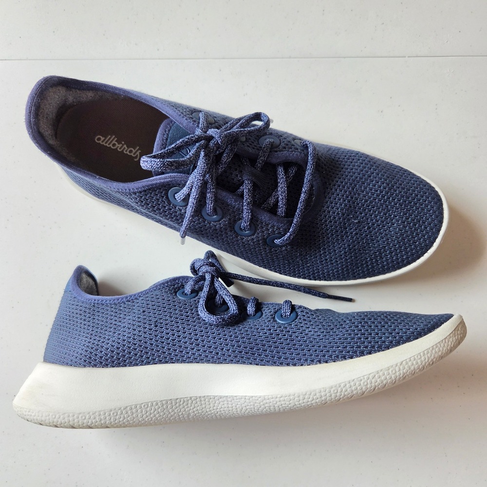 Allbirds Tree Runners Mens 10 Navy Blue White Sustainable Mesh Sneakers TR M10
